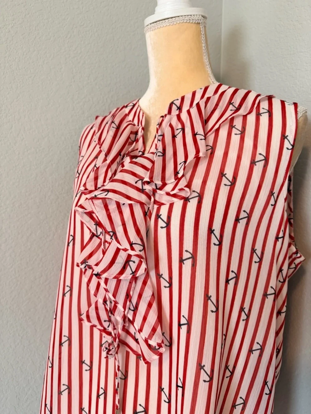 Tommy Hilfiger Nautical Ruffle Tie-Neck Blouse - Picture 2 of 8